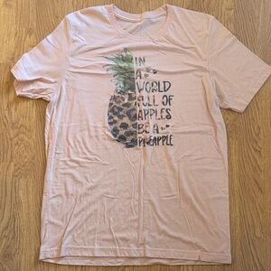 Pink Graphic T-Shirt with Pineapple Design